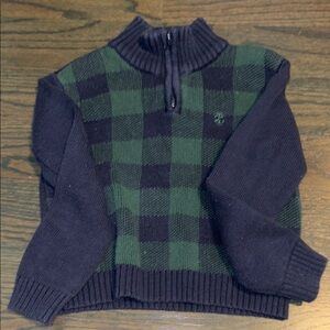 Green and Black Checkered Men's Sweater